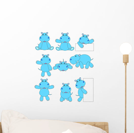 Hippo Cartoon Wall Decal