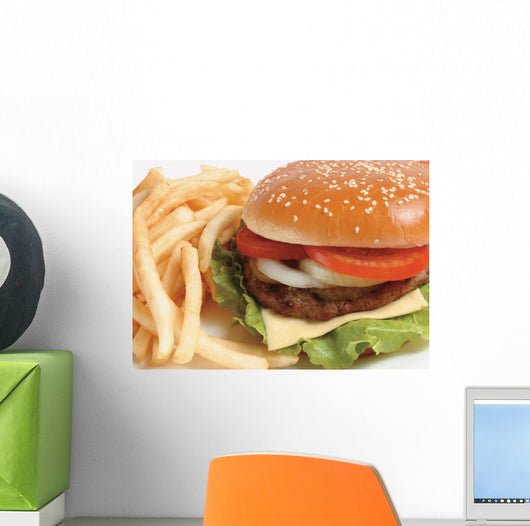 French fries and a hamburger Wall Mural