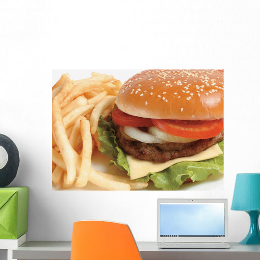 French fries and a hamburger Wall Mural