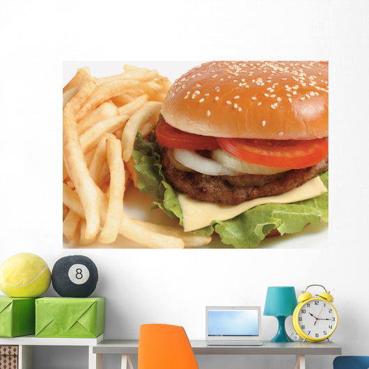 French fries and a hamburger Wall Mural