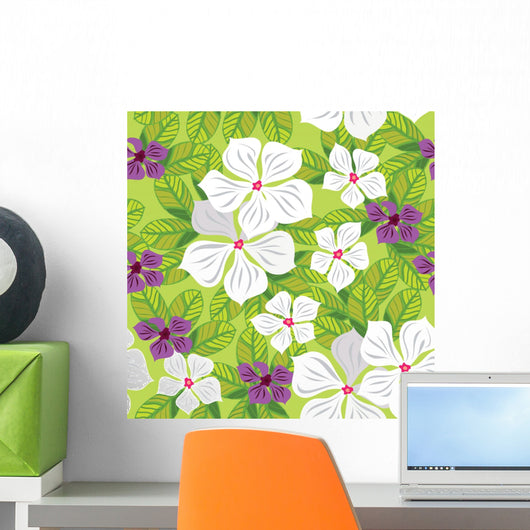 Floral Seamless Pattern with Wall Decal