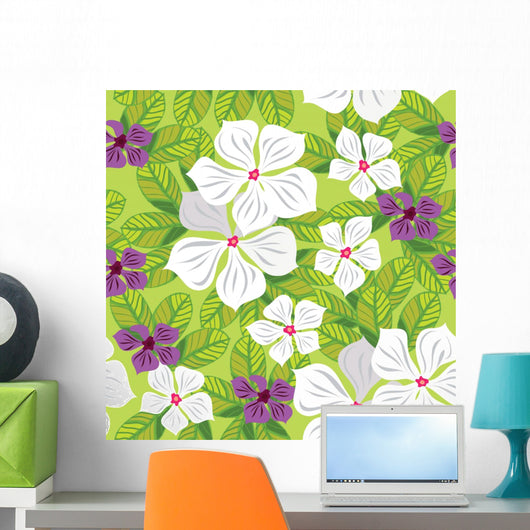 Floral Seamless Pattern with Wall Decal