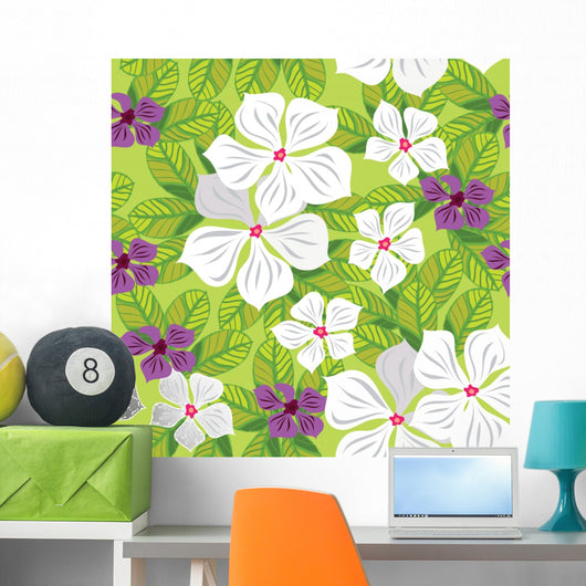 Floral Seamless Pattern with Wall Decal