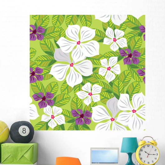 Floral Seamless Pattern with Wall Decal