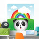 Panda with Rainbow in the Forest Wall Mural