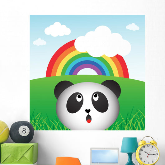 Panda with Rainbow in the Forest Wall Mural