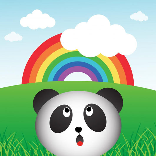 Panda with Rainbow in the Forest Wall Mural