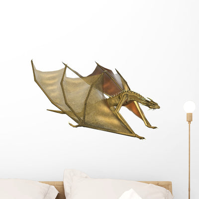 Yellow Fantasy Dragon Computer shown on a wall