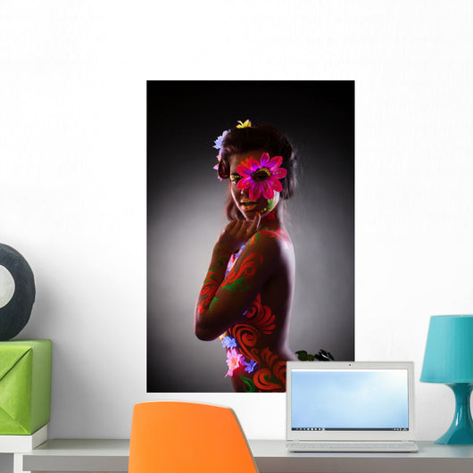 Pretty Young Woman Glowing Wall Mural