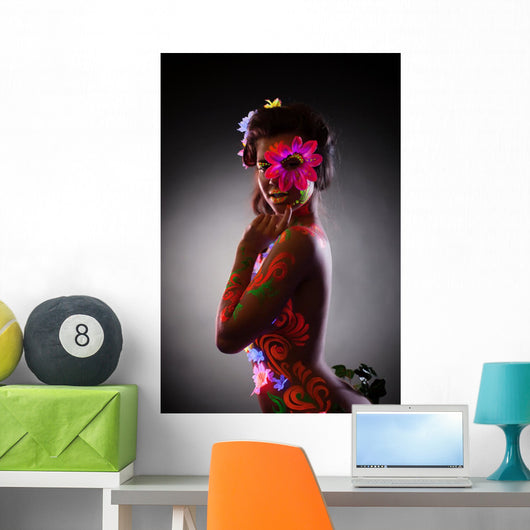 Pretty Young Woman Glowing Wall Mural