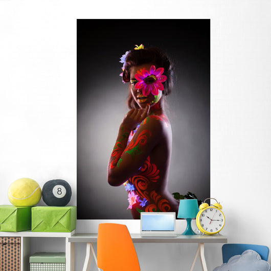 Pretty Young Woman Glowing Wall Mural