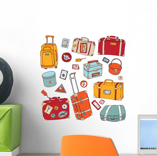 Vintage Suitcases Set Travel Wall Stickers