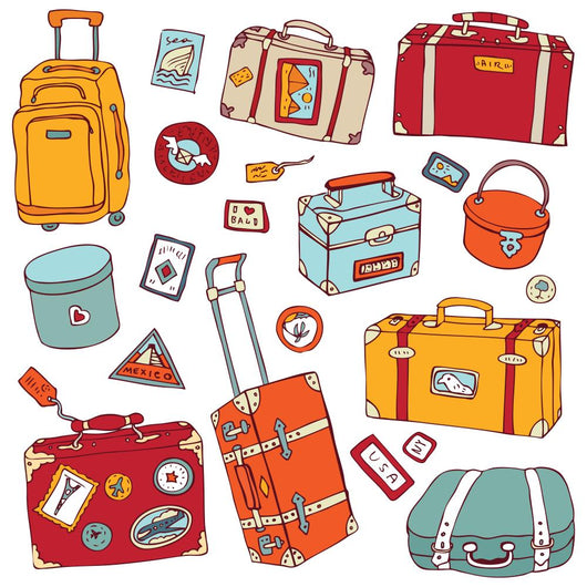 Vintage suitcases set. Travel Vector illustration. Wall Decal
