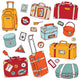 Vintage suitcases set. Travel Vector illustration. Wall Decal
