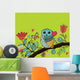 Card flower, owl Wall Mural
