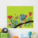 Card flower, owl Wall Mural