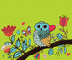 Card flower, owl Wall Mural
