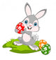 Cartoon Easter Bunny and Eggs Wall Decal