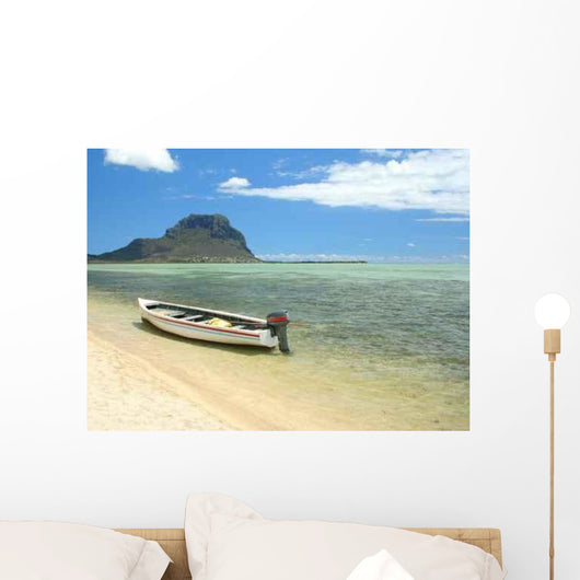 Tropical Beach with Boat Wall Decal