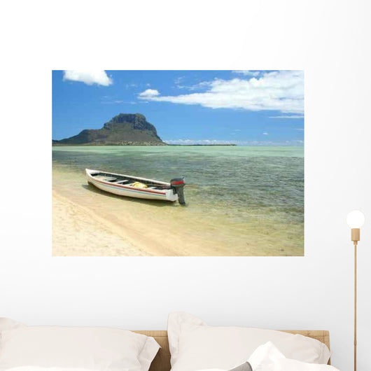 Tropical Beach with Boat Wall Decal