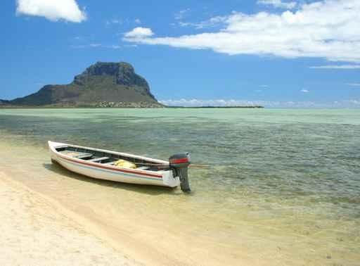 Tropical Beach with Boat Wall Decal