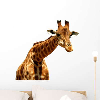 Giraffe Illustration Wall Decal shown on a wall
