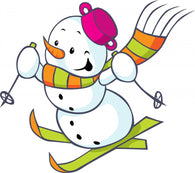 Cheerful Snowman Skis