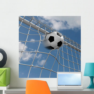 Goal Wall Mural shown on a wall