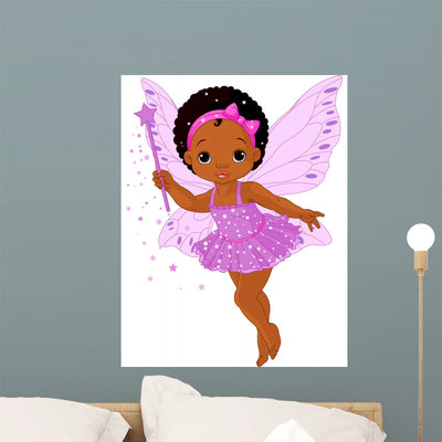 Cute Little Baby Fairy Wall Decal shown on a wall