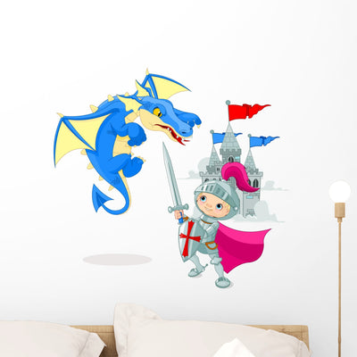Knight Fighting Dragon shown on a wall