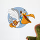 Cartoon pelican with an open big beak flying carrying a bag Wall Decal