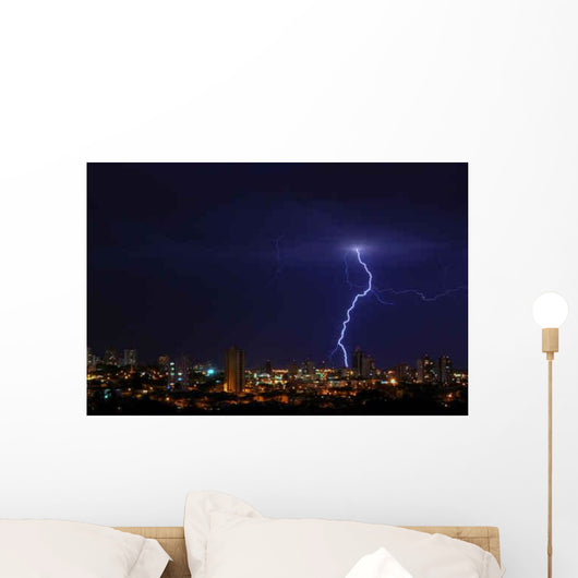 Lightning over City Wall Decal