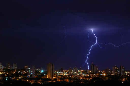 Lightning over City Wall Decal