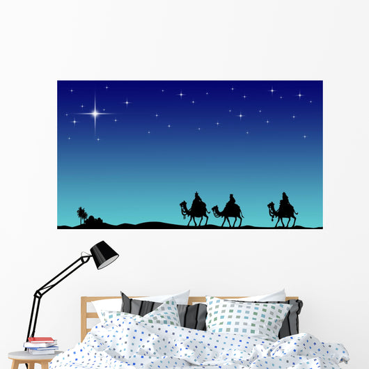 Three wisemans and the star of Bethlehem Wall Mural