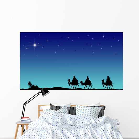 Three wisemans and the star of Bethlehem Wall Mural