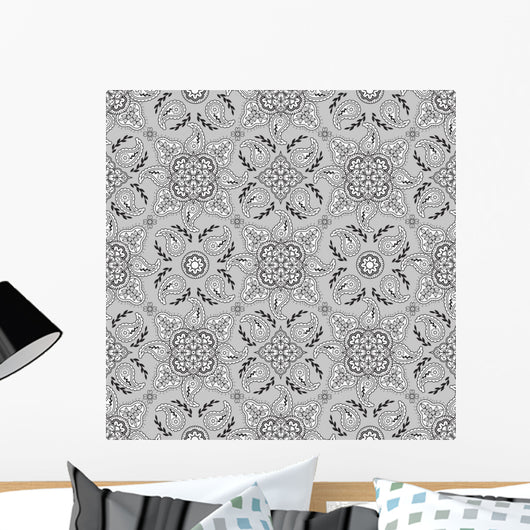 Gray Paisley Pattern Wall Decal