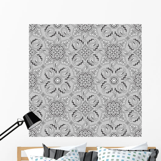 Gray Paisley Pattern Wall Decal