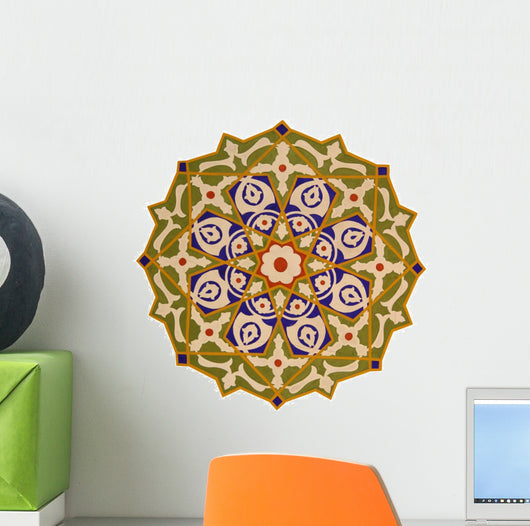 Closeup of a Colorful Oriental Mosaic Wall Decal