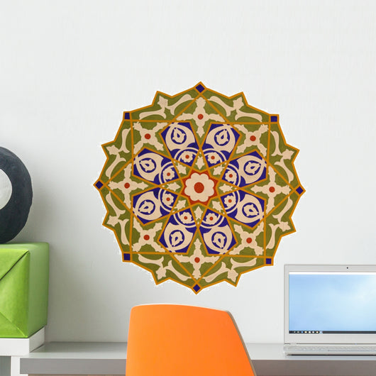 Closeup of a Colorful Oriental Mosaic Wall Decal