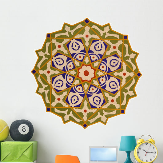 Closeup of a Colorful Oriental Mosaic Wall Decal