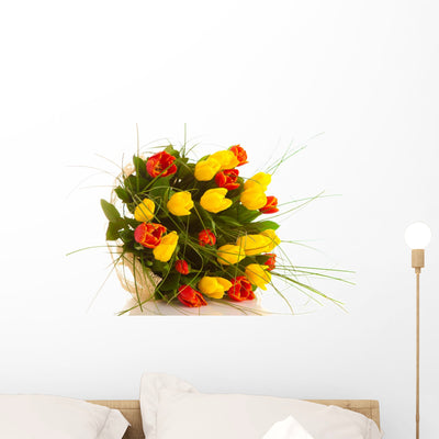 Bouquet Tulips Wall Decal shown on a wall