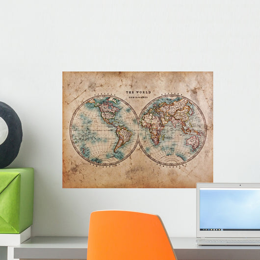 Old World Map Hemispheres