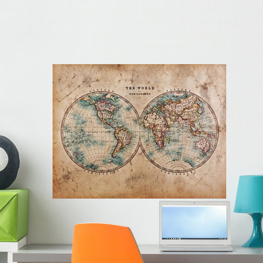 Old World Map Hemispheres