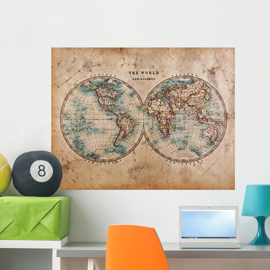 Old World Map Hemispheres