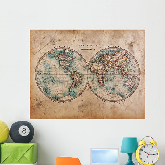 Old World Map Hemispheres