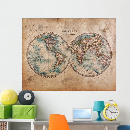 Old World Map Hemispheres