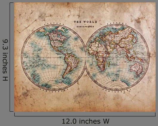 Old World Map Hemispheres