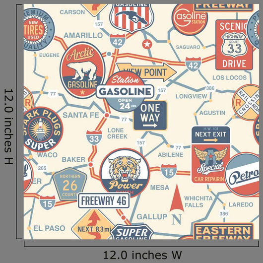 Vintage Vector Road Map Wall Decal
