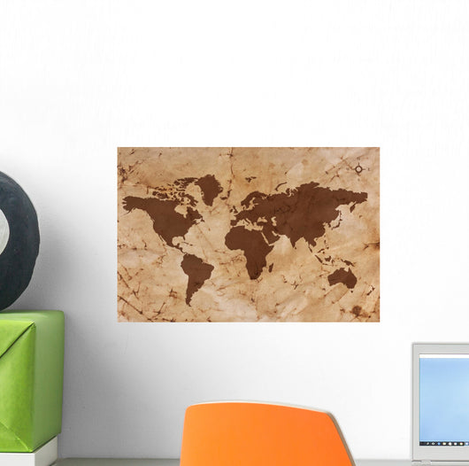 Old World map on creased and stained parchment paper Wall Mural