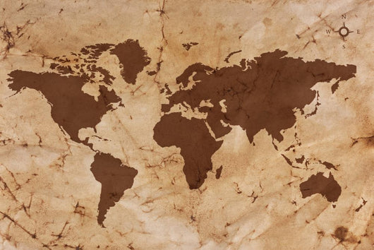 Old World map on creased and stained parchment paper Wall Mural